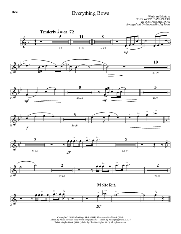 Everything Bows (Choral Anthem SATB) Oboe (Lillenas Choral / Arr. Jay Rouse)