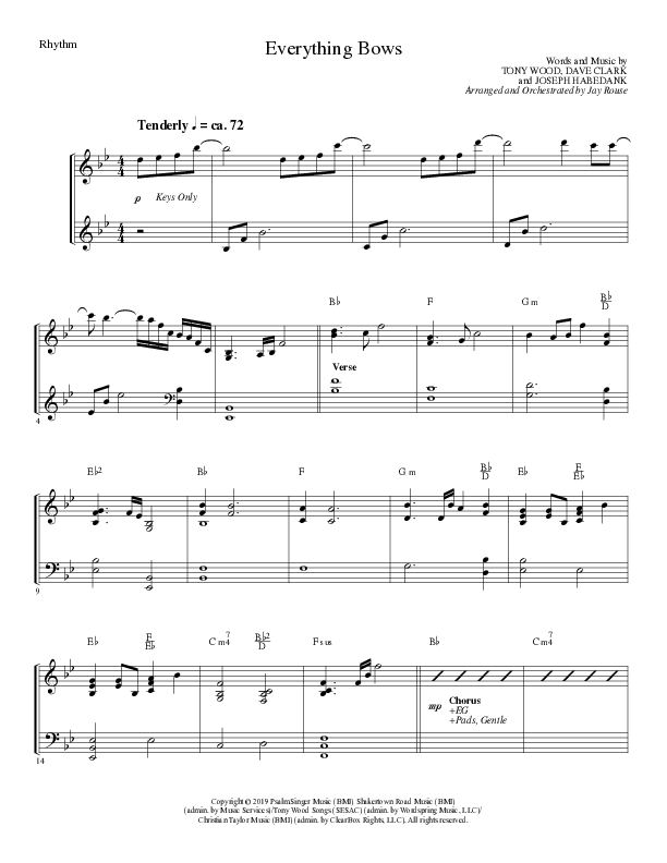 Everything Bows (Choral Anthem SATB) Rhythm Chart (Lillenas Choral / Arr. Jay Rouse)