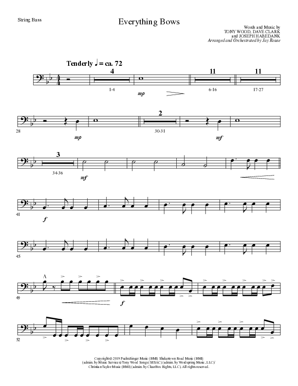 Everything Bows (Choral Anthem SATB) String Bass (Lillenas Choral / Arr. Jay Rouse)