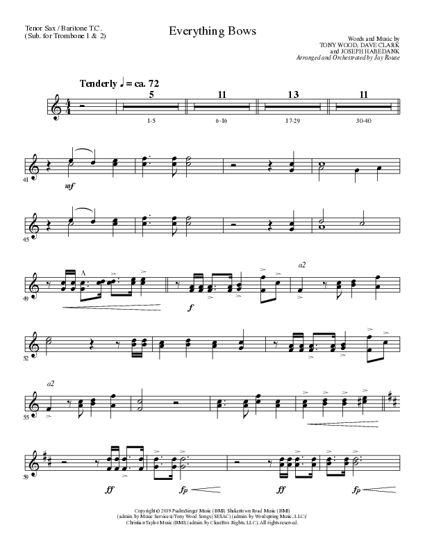 Everything Bows (Choral Anthem SATB) Tenor Sax/Baritone T.C. (Lillenas Choral / Arr. Jay Rouse)