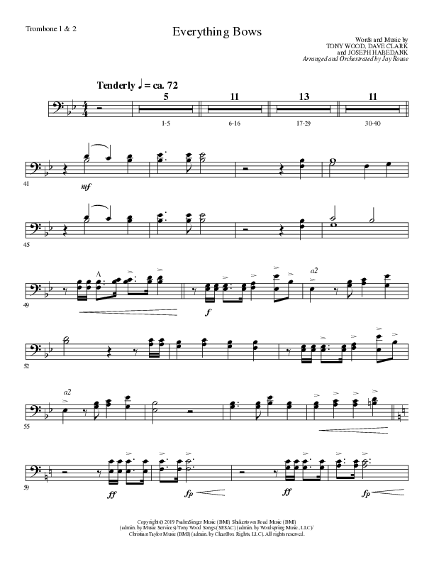 Everything Bows (Choral Anthem SATB) Trombone 1/2 (Lillenas Choral / Arr. Jay Rouse)