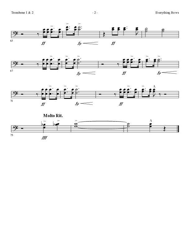 Everything Bows (Choral Anthem SATB) Trombone 1/2 (Lillenas Choral / Arr. Jay Rouse)