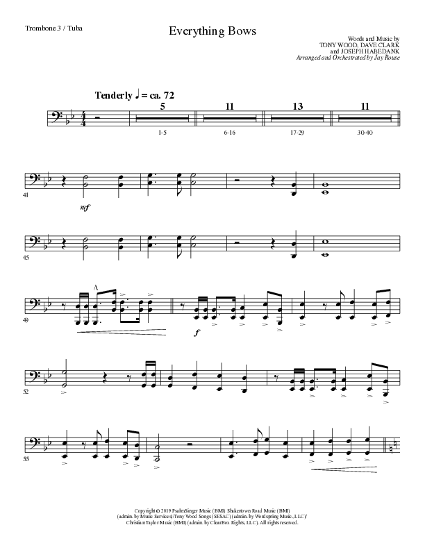Everything Bows (Choral Anthem SATB) Trombone 3/Tuba (Lillenas Choral / Arr. Jay Rouse)