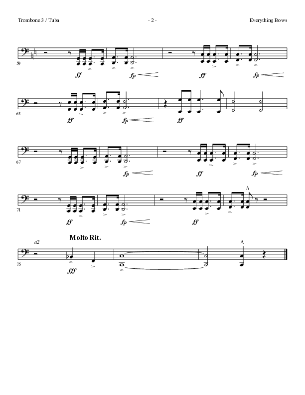 Everything Bows (Choral Anthem SATB) Trombone 3/Tuba (Lillenas Choral / Arr. Jay Rouse)