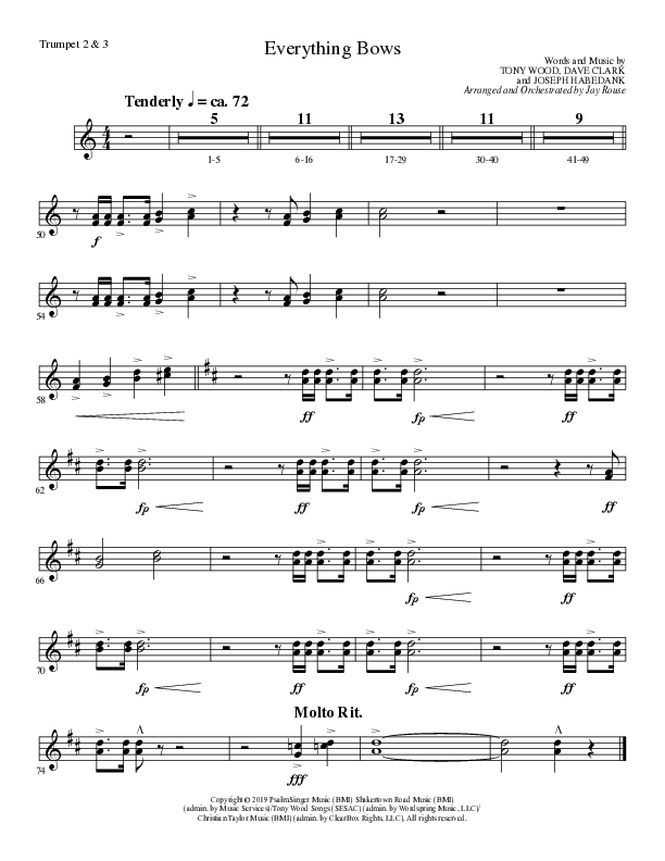 Everything Bows (Choral Anthem SATB) Trumpet 2/3 (Lillenas Choral / Arr. Jay Rouse)