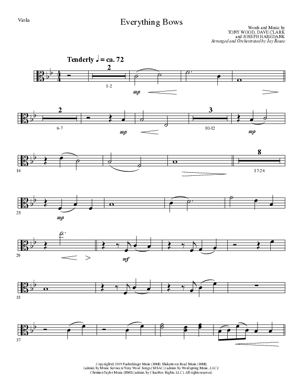 Everything Bows (Choral Anthem SATB) Viola (Lillenas Choral / Arr. Jay Rouse)