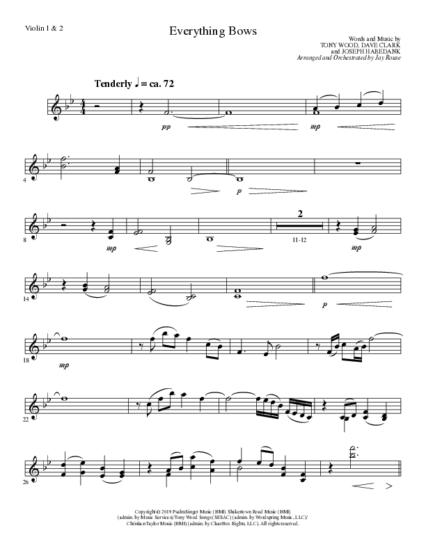 Everything Bows (Choral Anthem SATB) Violin 1/2 (Lillenas Choral / Arr. Jay Rouse)