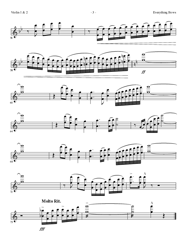 Everything Bows (Choral Anthem SATB) Violin 1/2 (Lillenas Choral / Arr. Jay Rouse)