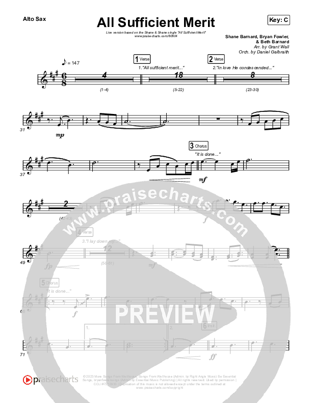 All Sufficient Merit (Live) Alto Sax (Shane & Shane)