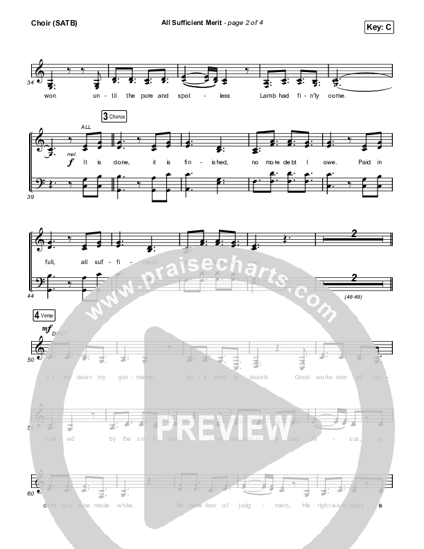 All Sufficient Merit (Live) Choir Sheet (SATB) (Shane & Shane)