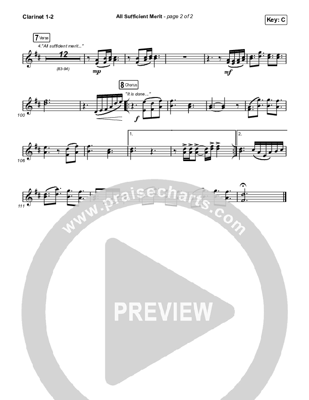 All Sufficient Merit (Live) Clarinet 1/2 (Shane & Shane)