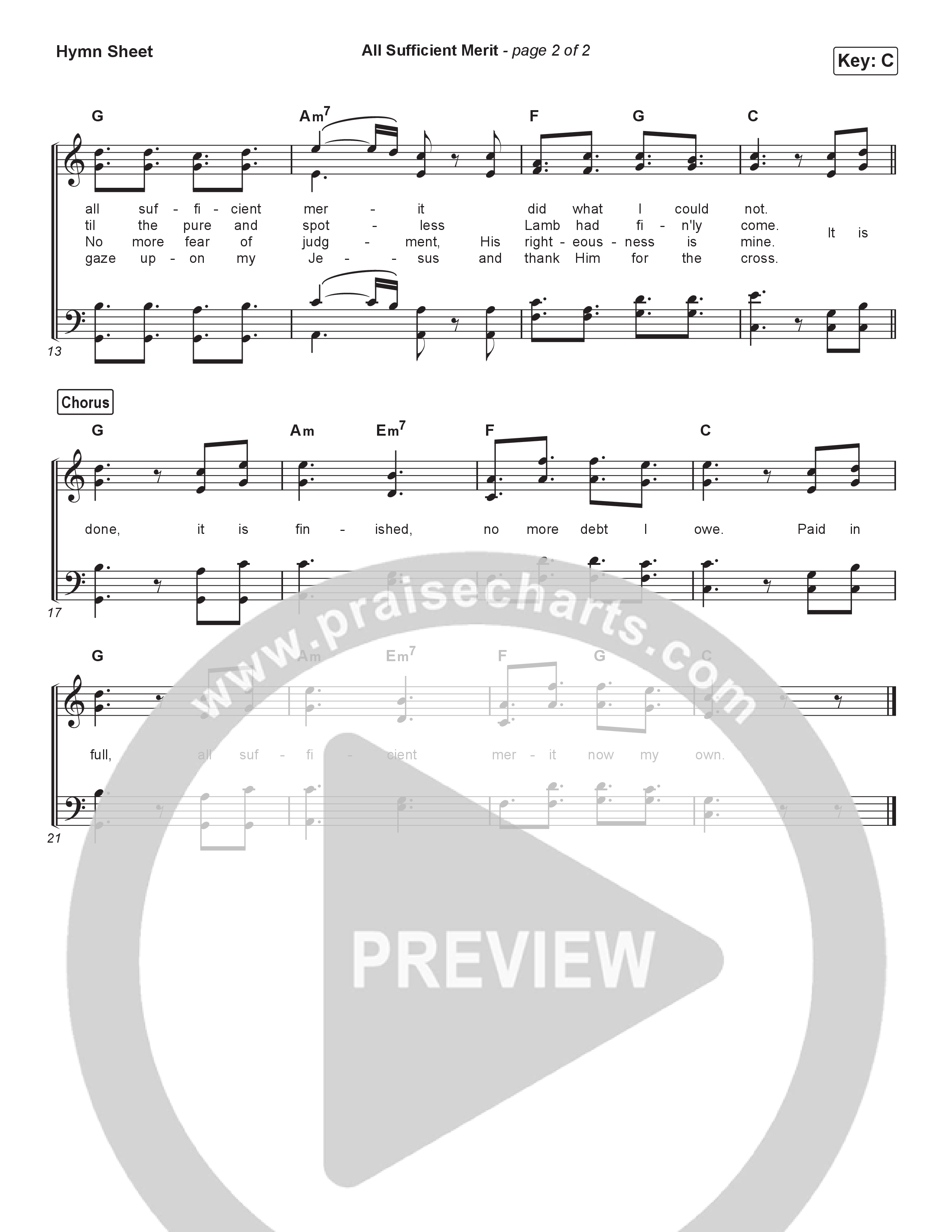 All Sufficient Merit (Live) Hymn Sheet (Shane & Shane)