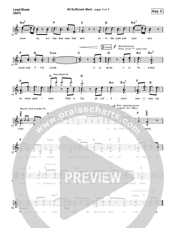 All Sufficient Merit (Live) Lead Sheet (SAT) (Shane & Shane)