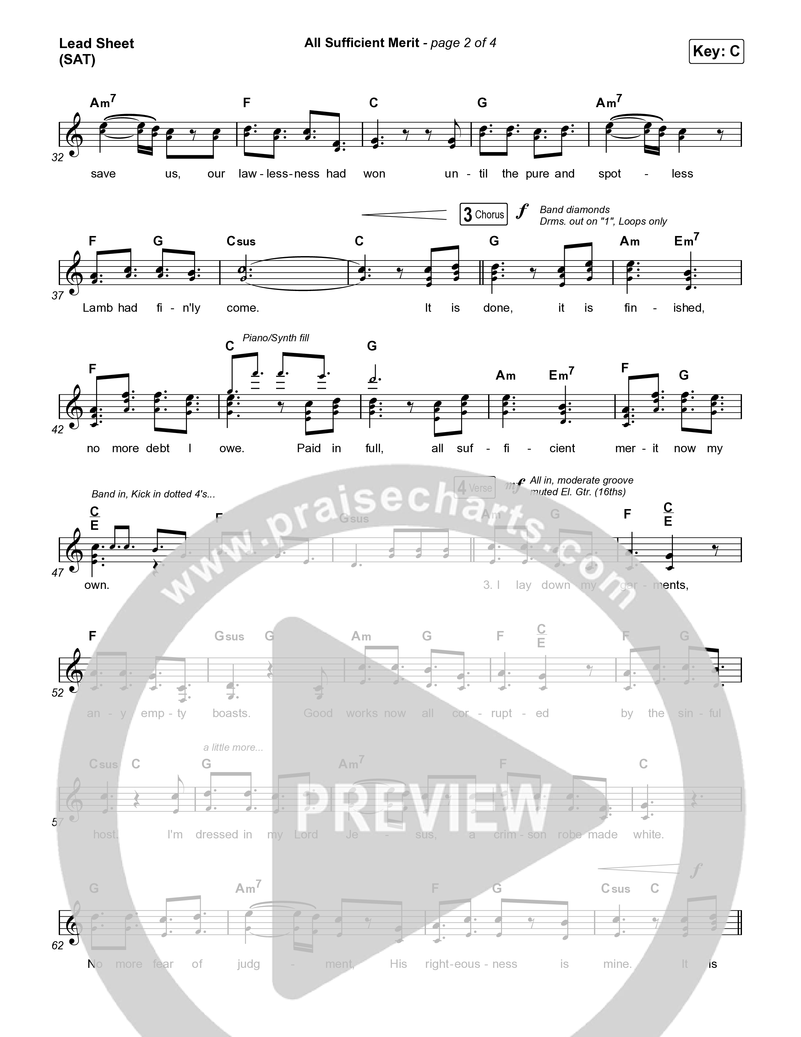 All Sufficient Merit (Live) Lead Sheet (SAT) (Shane & Shane)