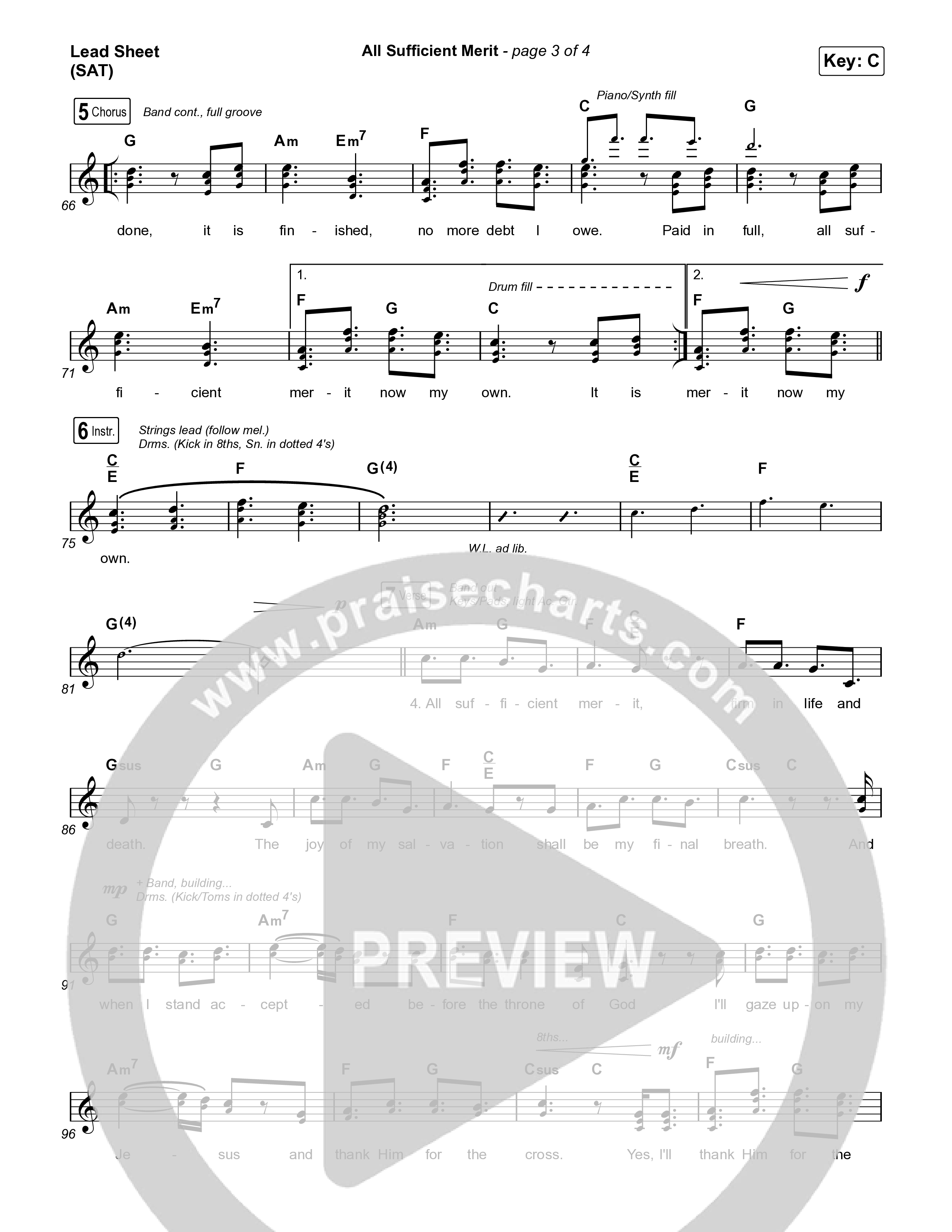 All Sufficient Merit (Live) Lead Sheet (SAT) (Shane & Shane)