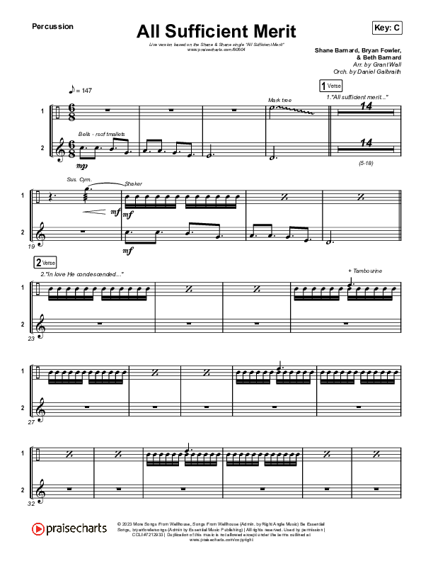 All Sufficient Merit (Live) Percussion (Shane & Shane)