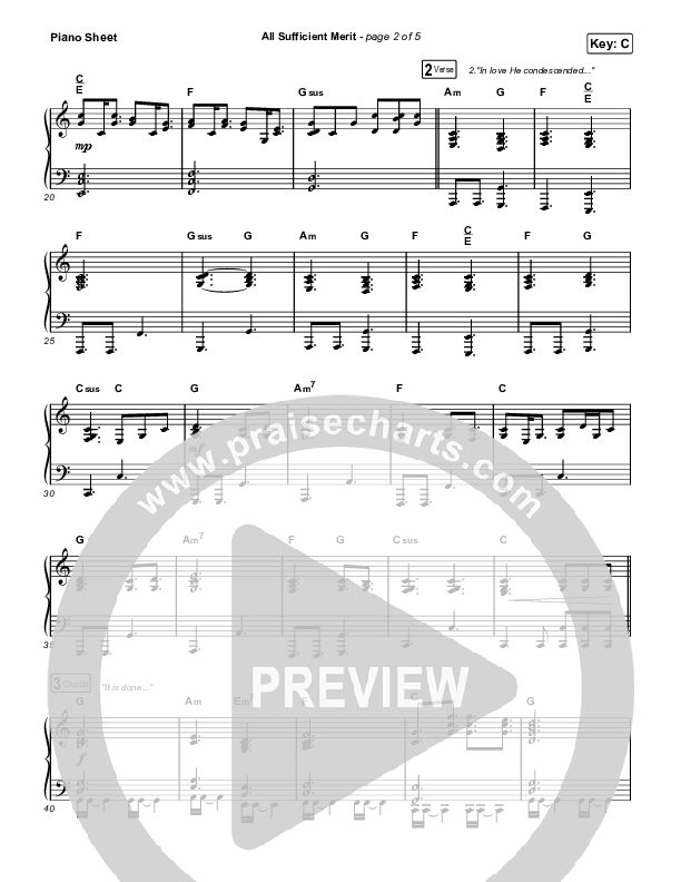 All Sufficient Merit (Live) Piano Sheet (Shane & Shane)