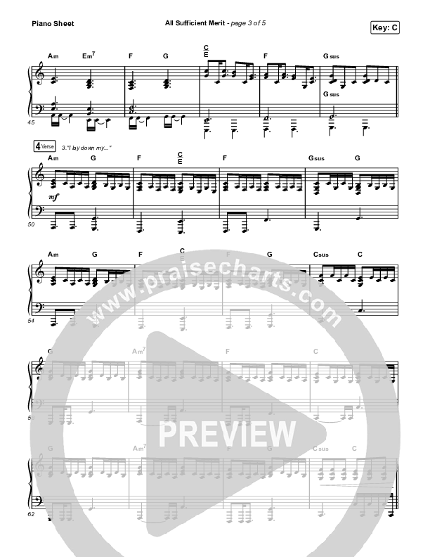All Sufficient Merit (Live) Piano Sheet (Shane & Shane)
