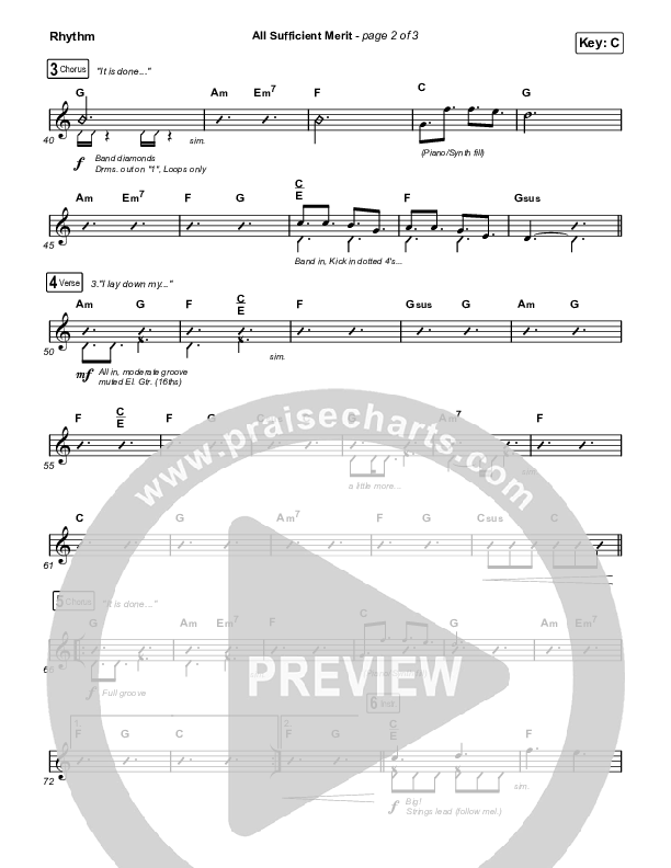 All Sufficient Merit (Live) Rhythm Chart (Shane & Shane)