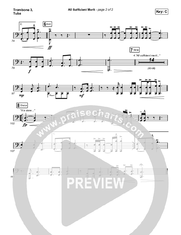 All Sufficient Merit (Live) Trombone 3/Tuba (Shane & Shane)