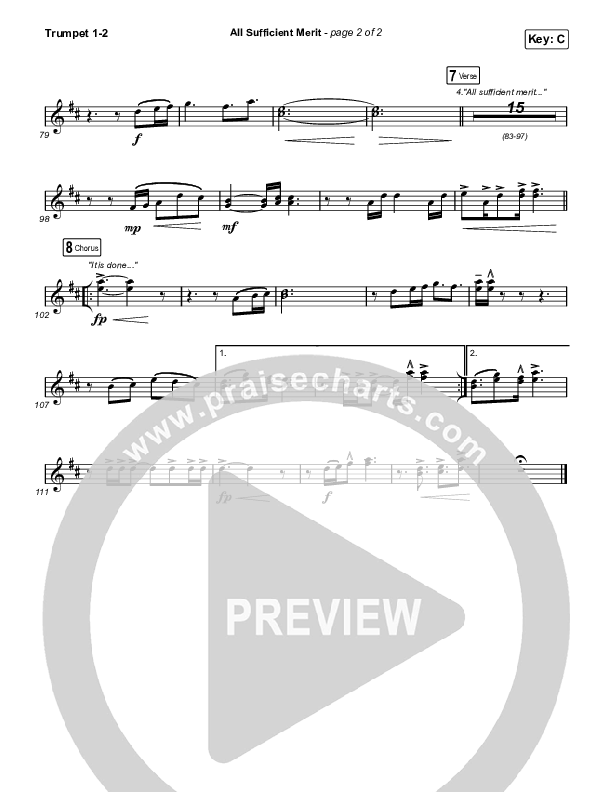 All Sufficient Merit (Live) Trumpet 1,2 (Shane & Shane)