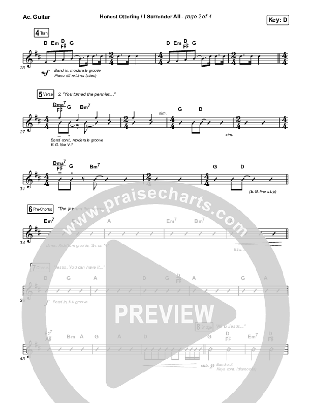 Honest Offering / I Surrender All (Live) Acoustic Guitar (CAIN)