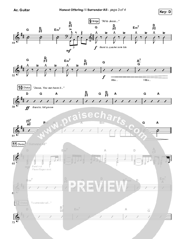 Honest Offering / I Surrender All (Live) Acoustic Guitar (CAIN)