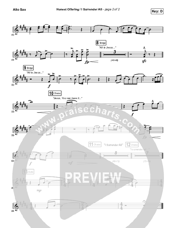 Honest Offering / I Surrender All (Live) Sax Pack (CAIN)