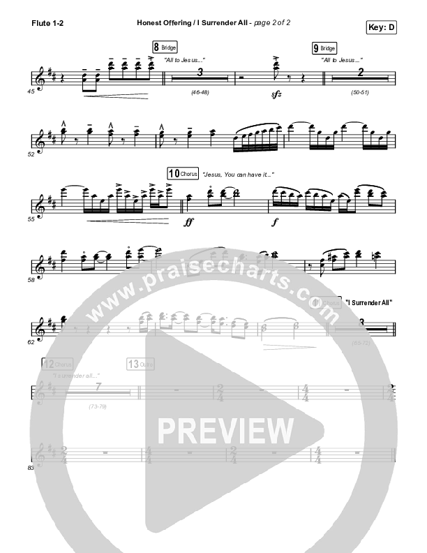 Honest Offering / I Surrender All (Live) Flute 1/2 (CAIN)