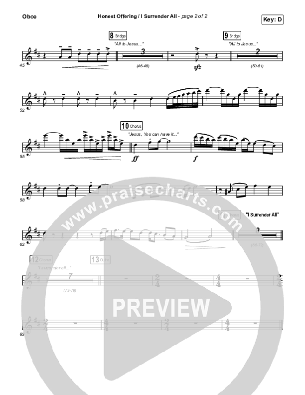 Honest Offering / I Surrender All (Live) Oboe (CAIN)