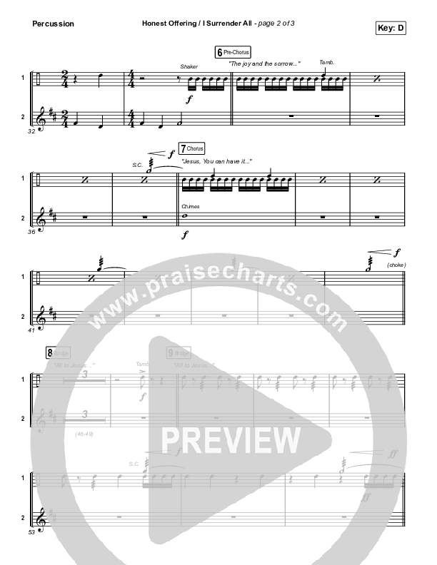 Honest Offering / I Surrender All (Live) Percussion (CAIN)