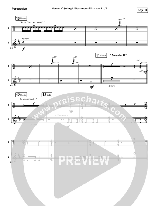 Honest Offering / I Surrender All (Live) Percussion (CAIN)