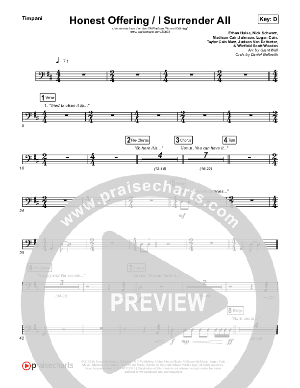 Honest Offering / I Surrender All (Live) Timpani (CAIN)