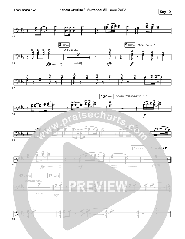 Honest Offering / I Surrender All (Live) Trombone 1/2 (CAIN)