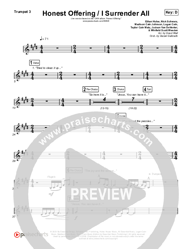 Honest Offering / I Surrender All (Live) Trumpet 3 (CAIN)