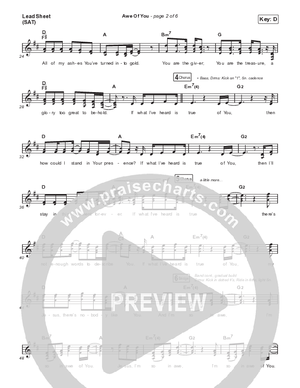 Awe Of You (Live) Lead Sheet (SAT) (CAIN)