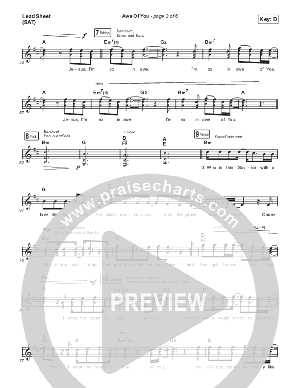 Awe Of You (Live) Lead Sheet (SAT) (CAIN)