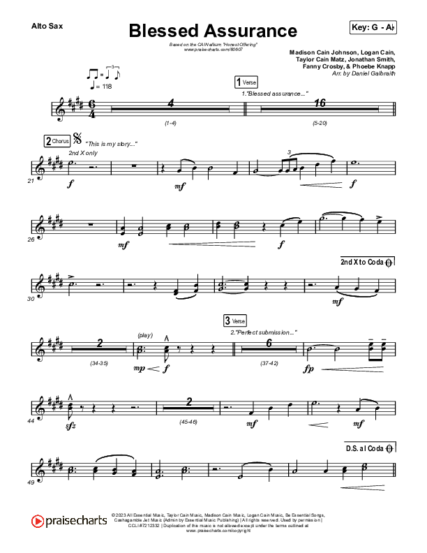 Blessed Assurance (Live) Alto Sax (CAIN / David Leonard)