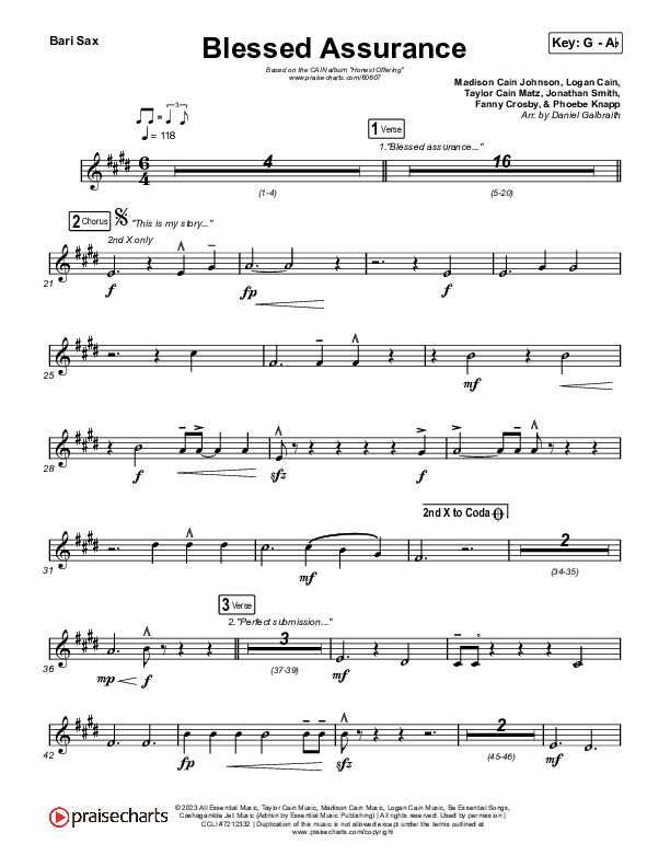 Blessed Assurance (Live) Bari Sax (CAIN / David Leonard)