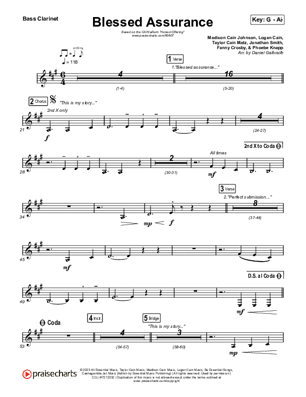 Blessed Assurance (Live) Bass Clarinet (CAIN / David Leonard)