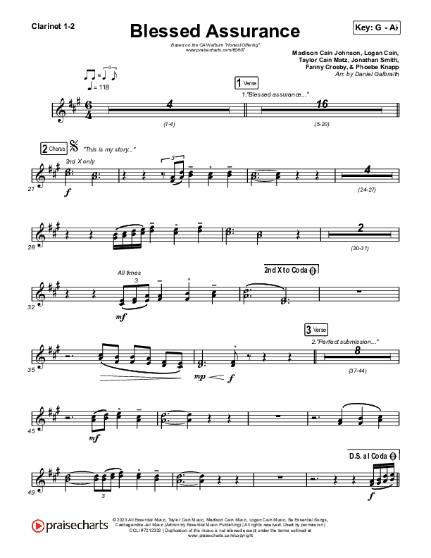 Blessed Assurance (Live) Clarinet 1,2 (CAIN / David Leonard)