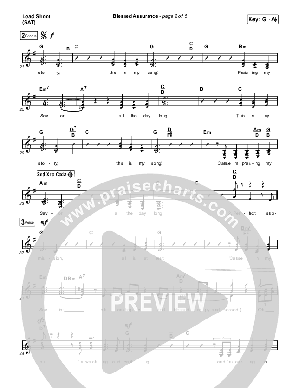 Blessed Assurance (Live) Lead Sheet (SAT) (CAIN / David Leonard)