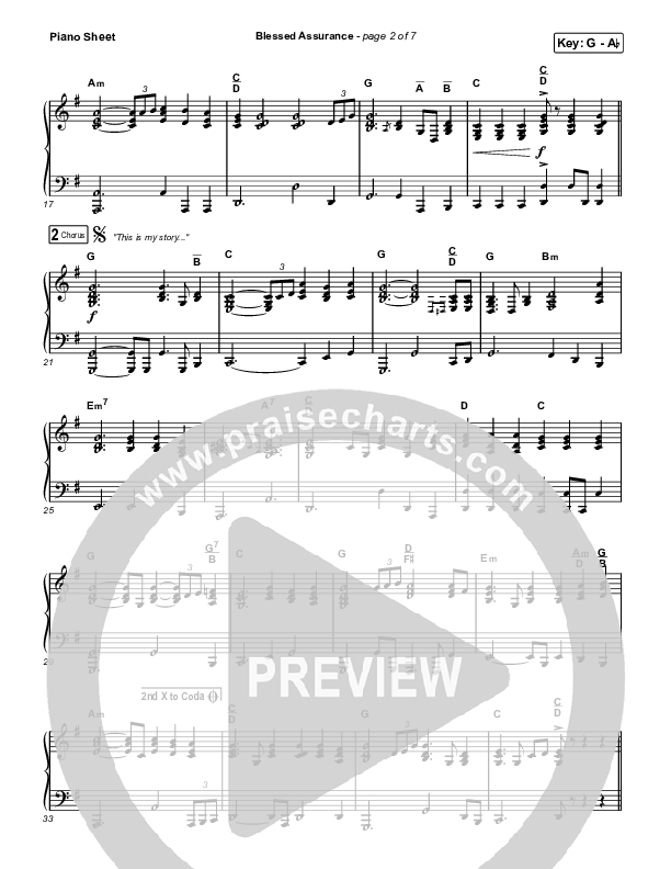 Blessed Assurance (Live) Piano Sheet (CAIN / David Leonard)