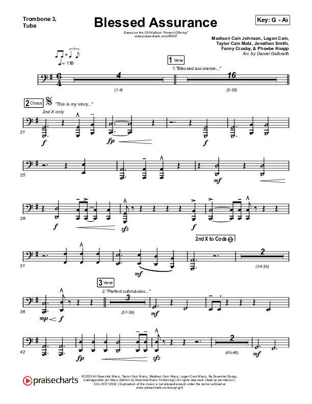 Blessed Assurance (Live) Trombone 3/Tuba (CAIN / David Leonard)