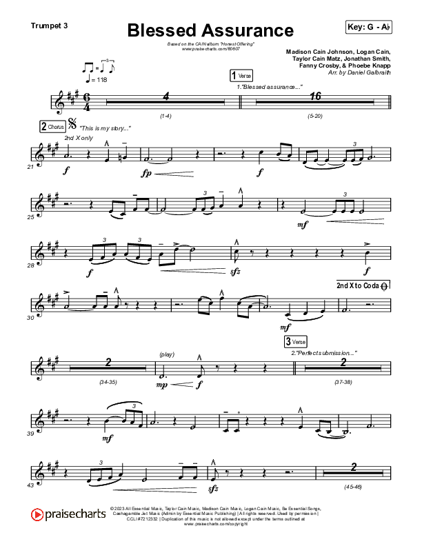 Blessed Assurance (Live) Trumpet 3 (CAIN / David Leonard)