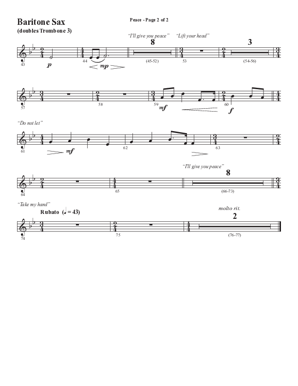Peace (Choral Anthem SATB) Bari Sax (Semsen Music / Arr. Daniel Semsen)