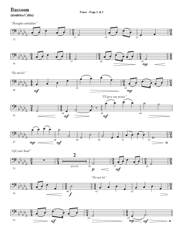 Peace (Choral Anthem SATB) Bassoon (Semsen Music / Arr. Daniel Semsen)