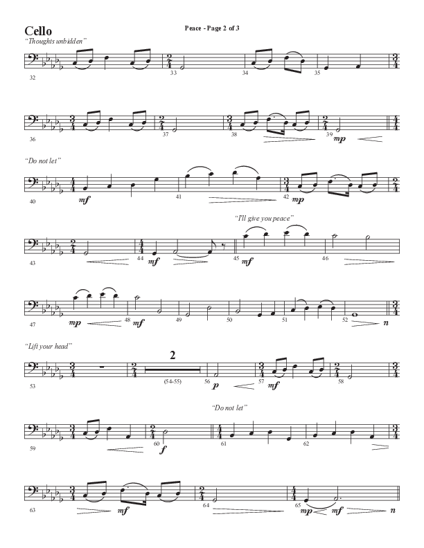 Peace (Choral Anthem SATB) Cello (Semsen Music / Arr. Daniel Semsen)