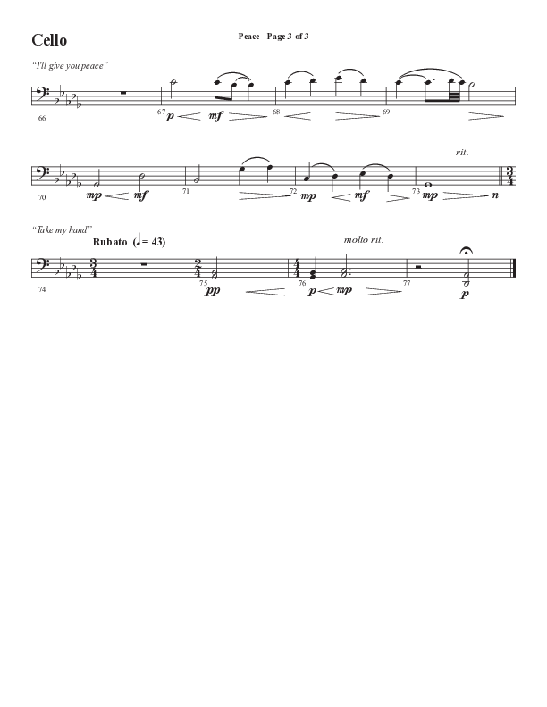Peace (Choral Anthem SATB) Cello (Semsen Music / Arr. Daniel Semsen)