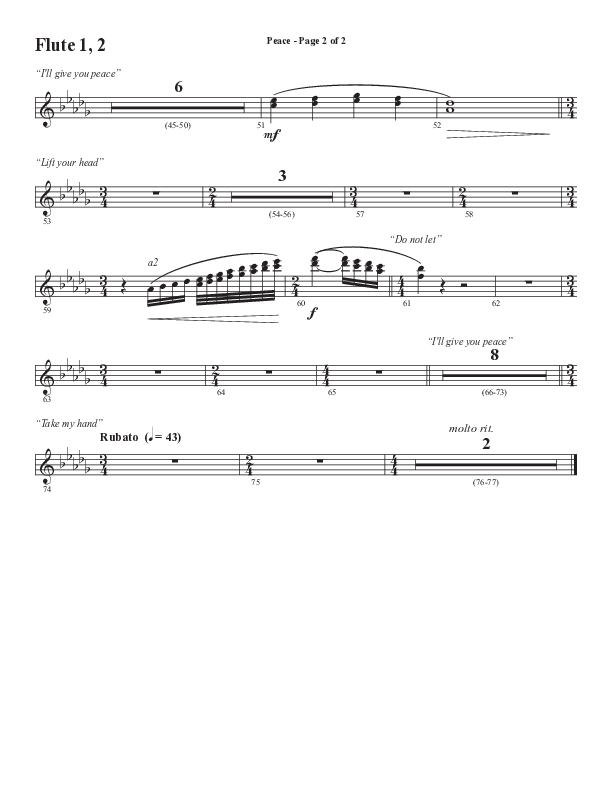Peace (Choral Anthem SATB) Flute 1/2 (Semsen Music / Arr. Daniel Semsen)